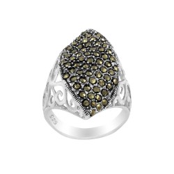 Marcasite Twisted Design With Filigree Women's Ring